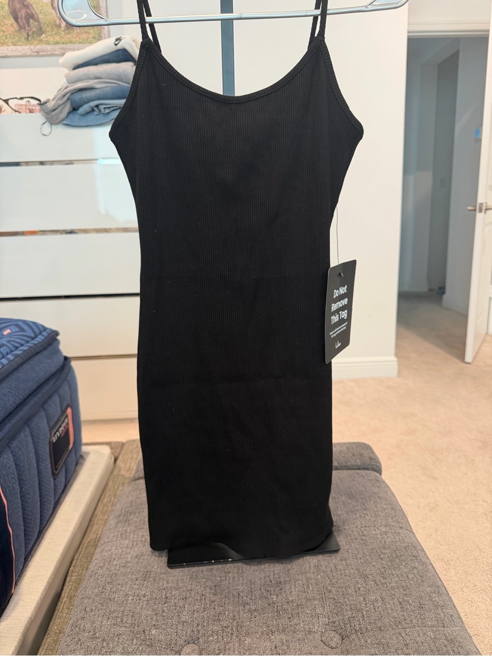 NWT Lulu's Black Ribbed Spaghetti Strap Mini Dress-S